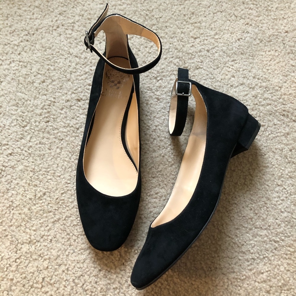 Vince Camuto Black Velvet Flats Ankle Strap